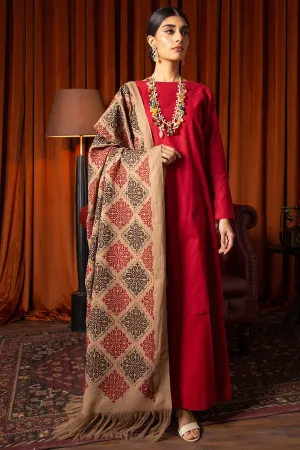 3097-FREYA EMBROIDERED PASHMINA BLEND SHAWL UNSTITCHED