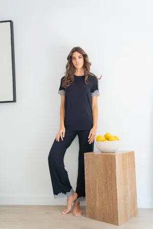 Black Soft short-sleeve PJ set