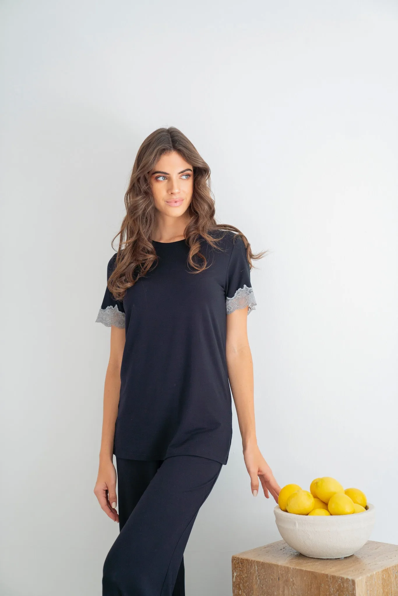 Black Soft short-sleeve PJ set