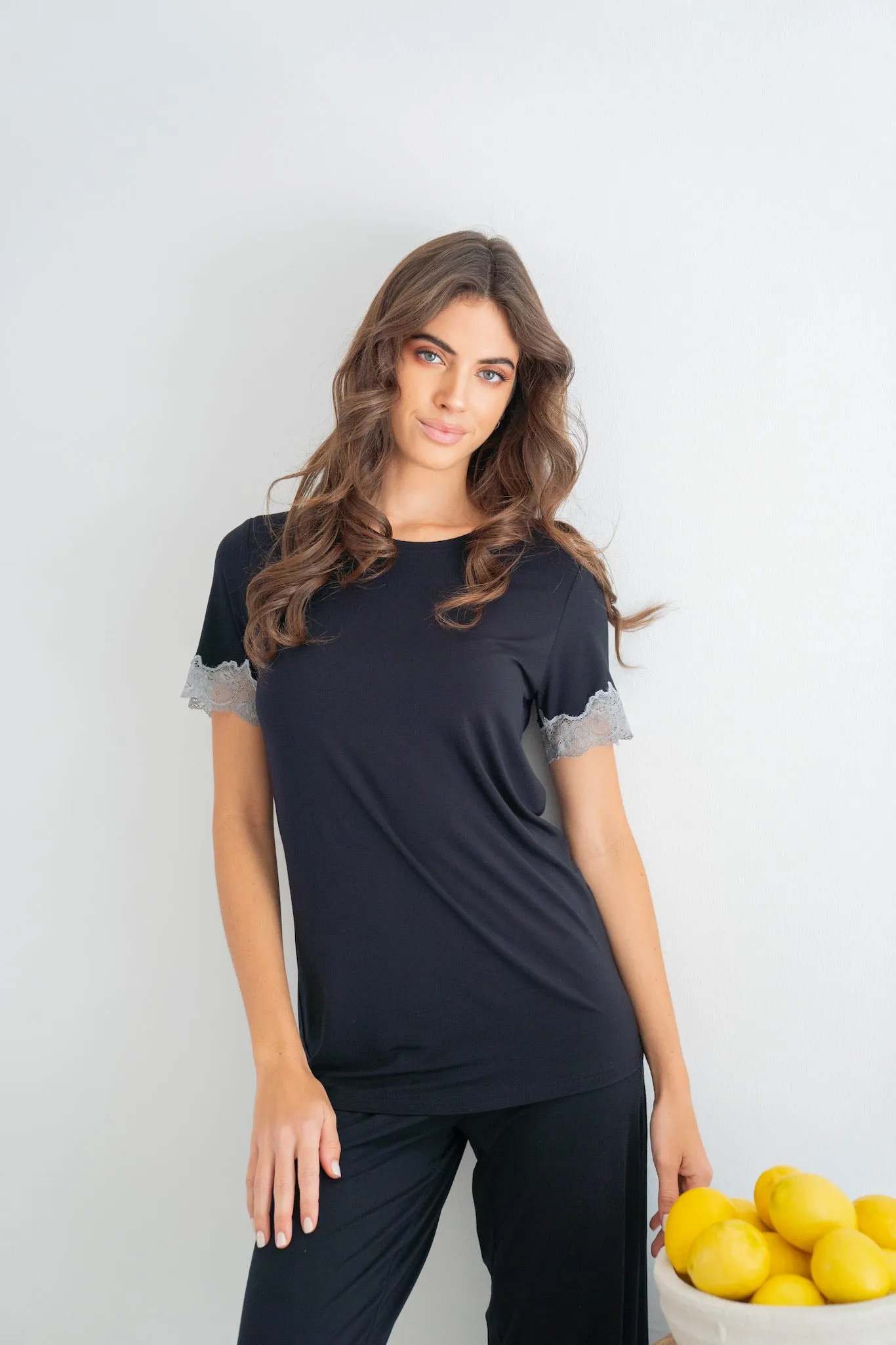 Black Soft short-sleeve PJ set