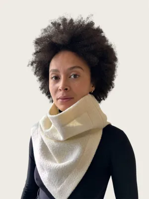 Boiled Wool Neck Warmer Scarf in Creamy
