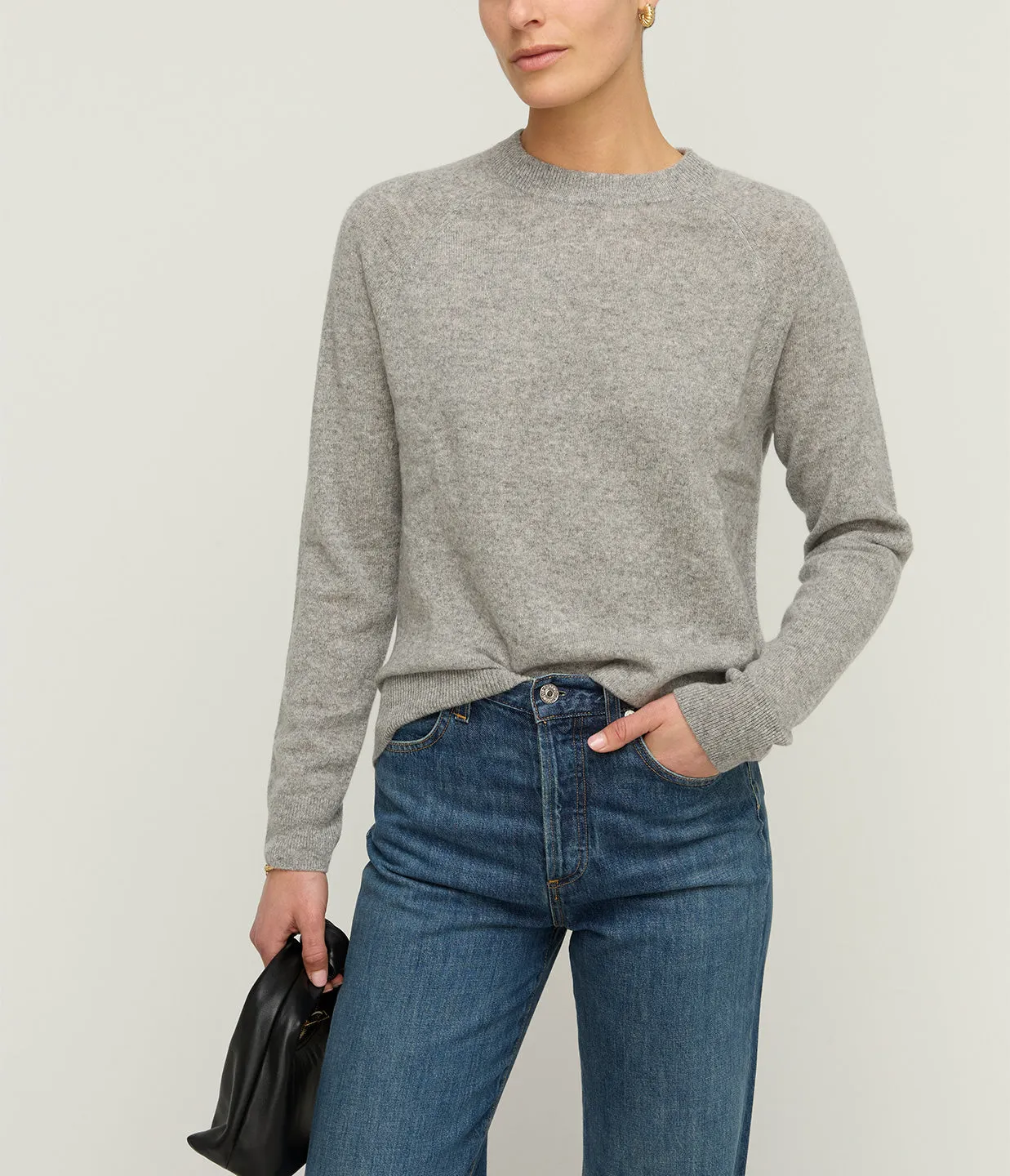 Boston Round Neck Sweater in Grey Melange