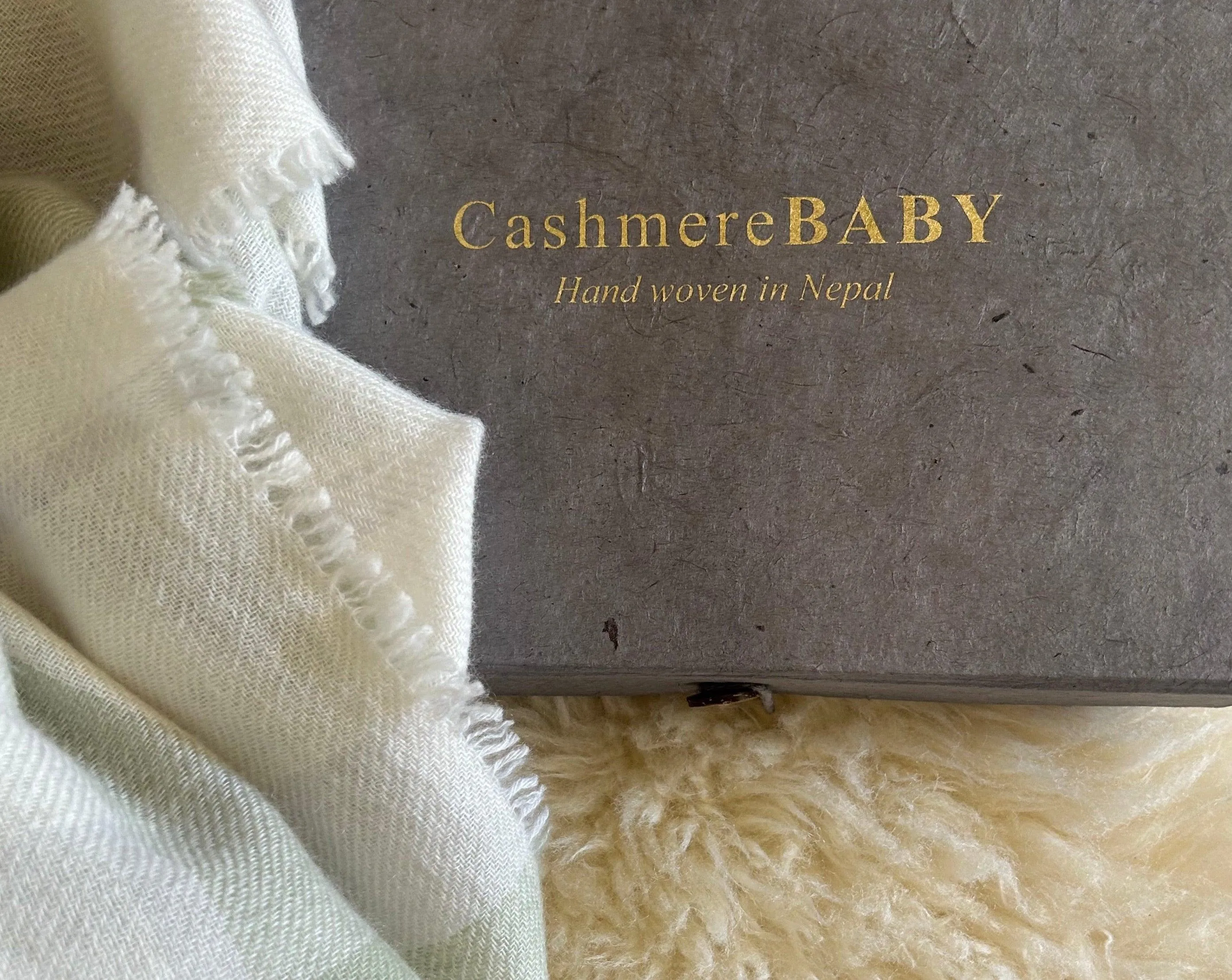 Cashmere Baby Blanket Hand-Woven Plaid  Mint