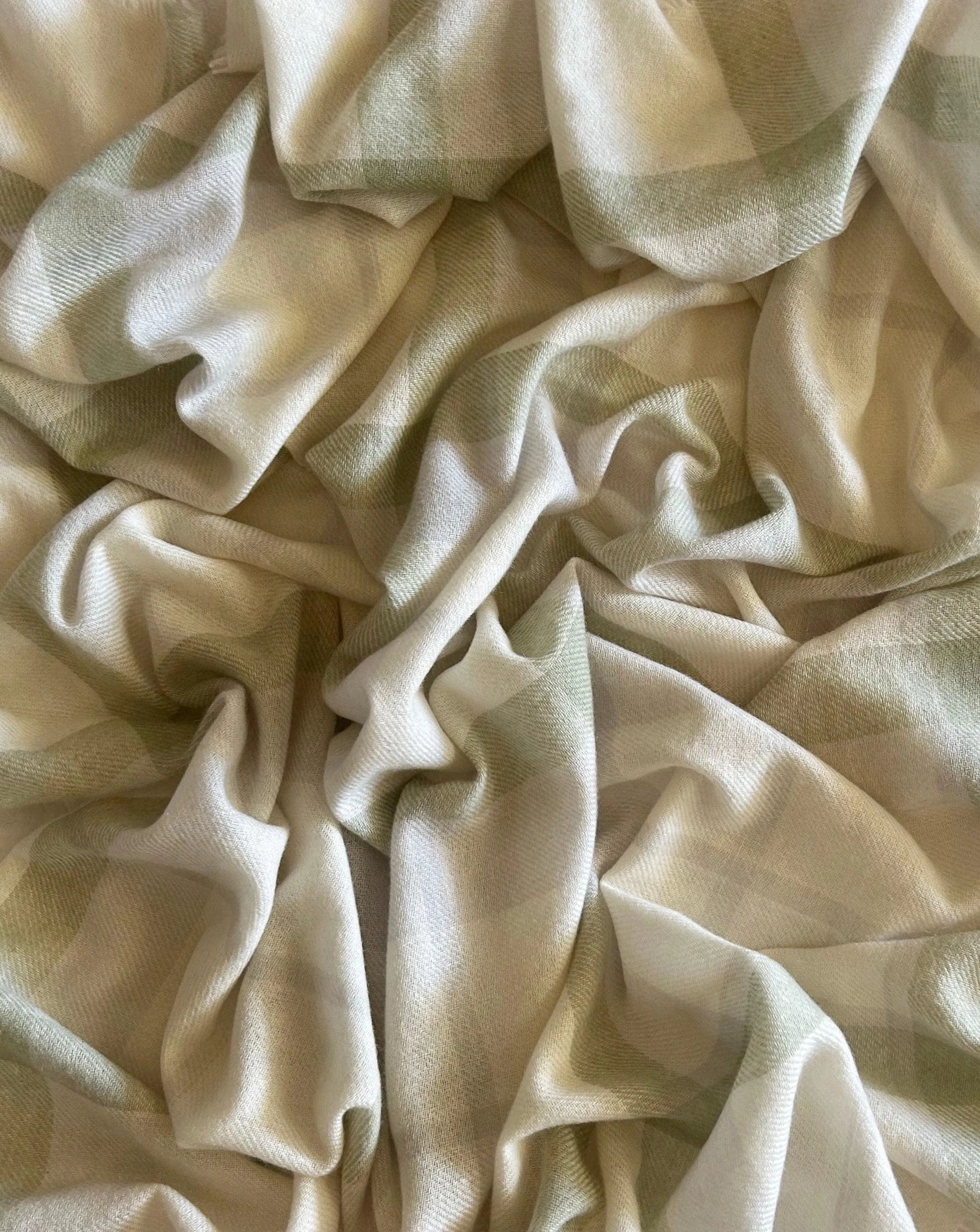 Cashmere Baby Blanket Hand-Woven Plaid  Mint