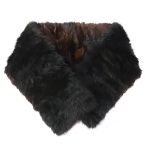 Fendi Fox Fur Muffler Shawl Black Brown