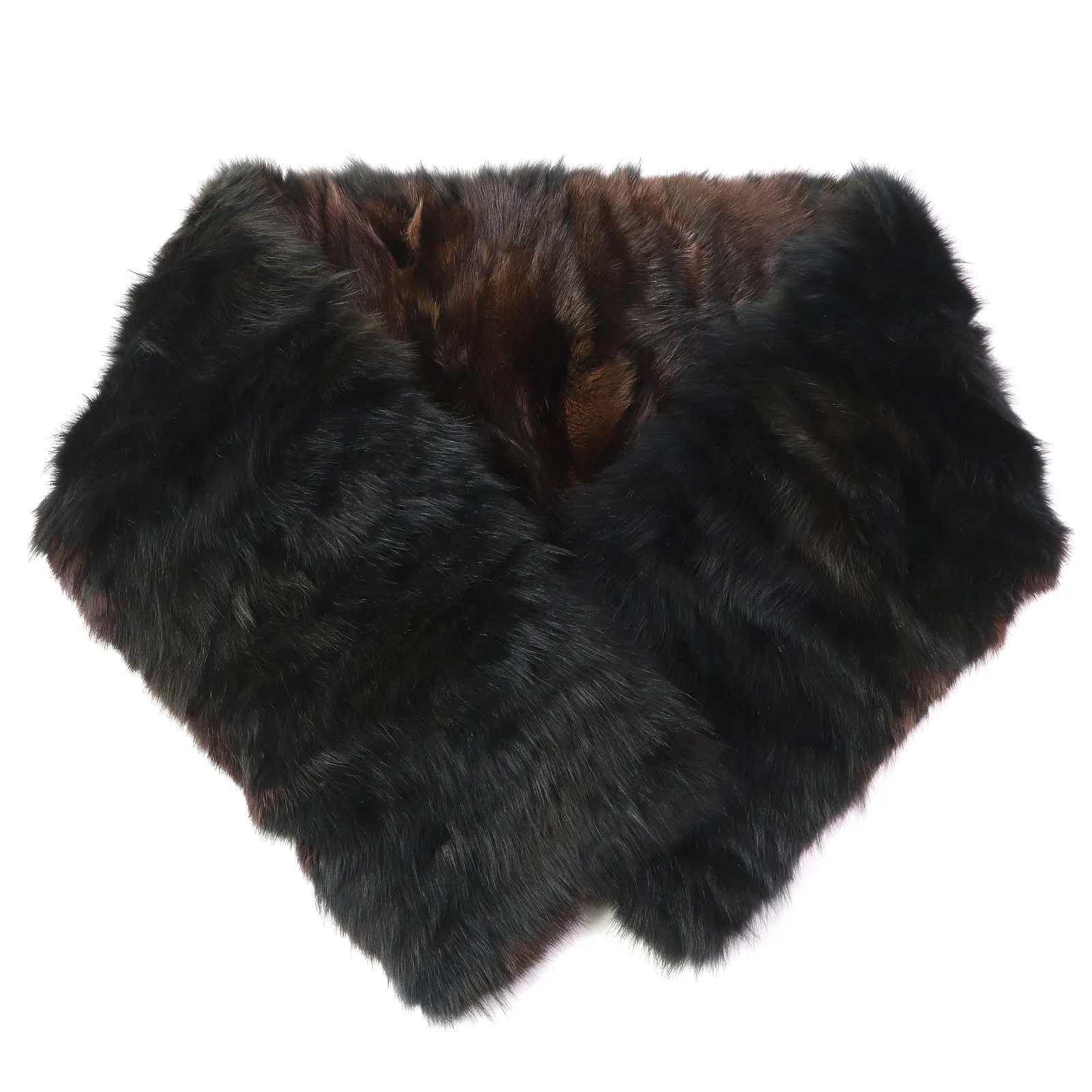 Fendi Fox Fur Muffler Shawl Black Brown