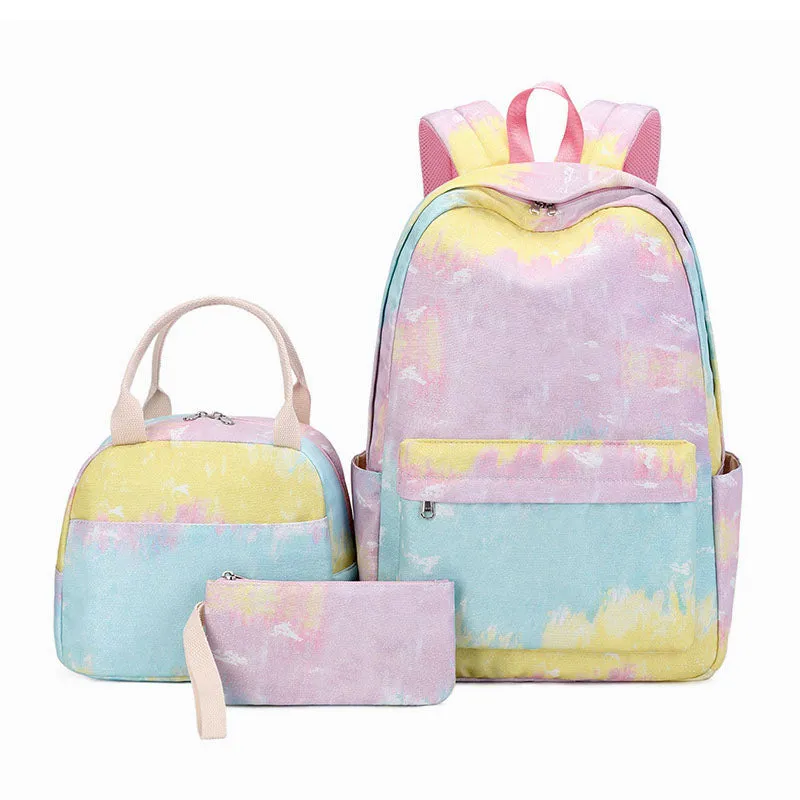 Galaxy Kids Backpack for Boys Girls Graffiti Bag Set Lunch Bag Pencil Box