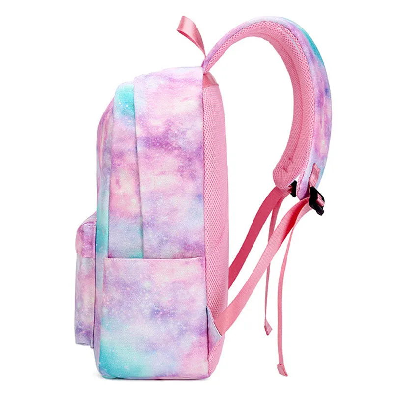 Galaxy Kids Backpack for Boys Girls Graffiti Bag Set Lunch Bag Pencil Box