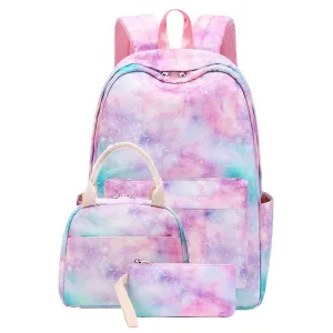 Galaxy Kids Backpack for Boys Girls Graffiti Bag Set Lunch Bag Pencil Box