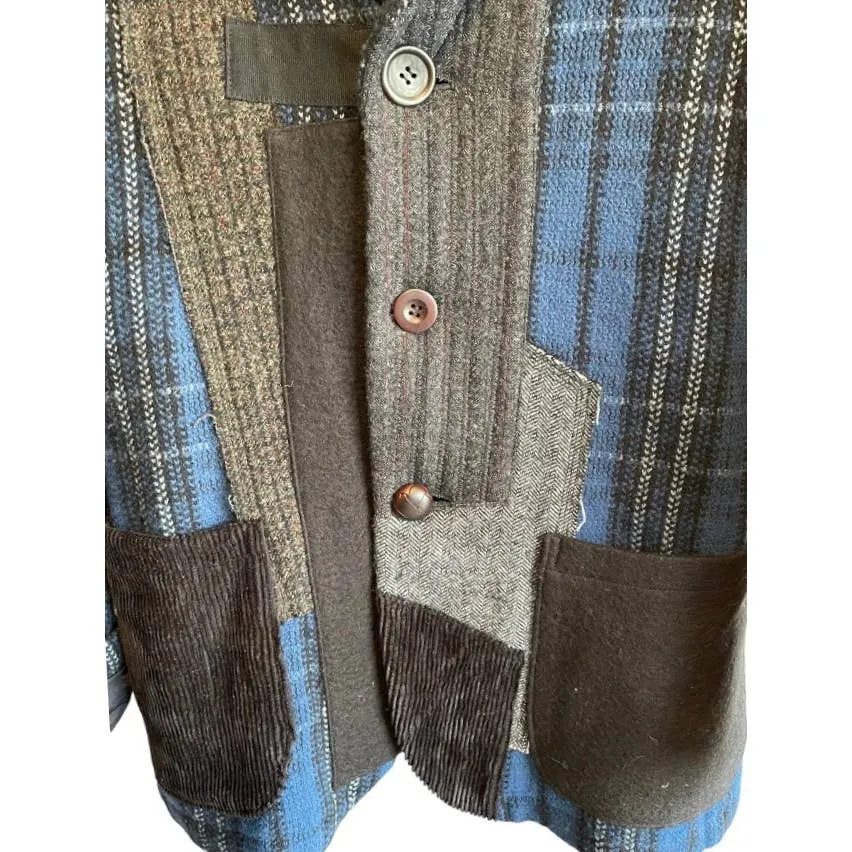 Junya Watanabe x Comme des Garçons Patchwork Wool Men’s Blazer Jacket S Japan Blue