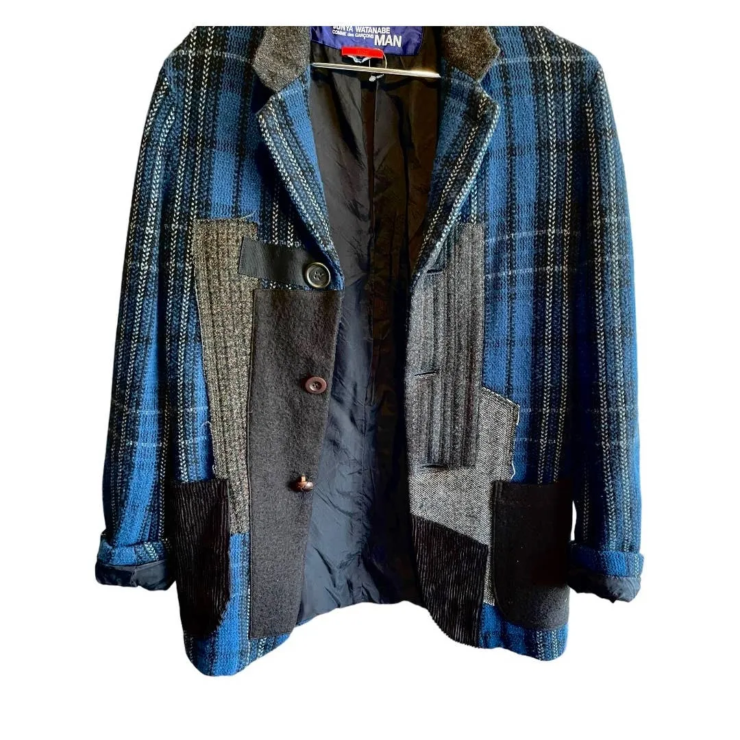 Junya Watanabe x Comme des Garçons Patchwork Wool Men’s Blazer Jacket S Japan Blue