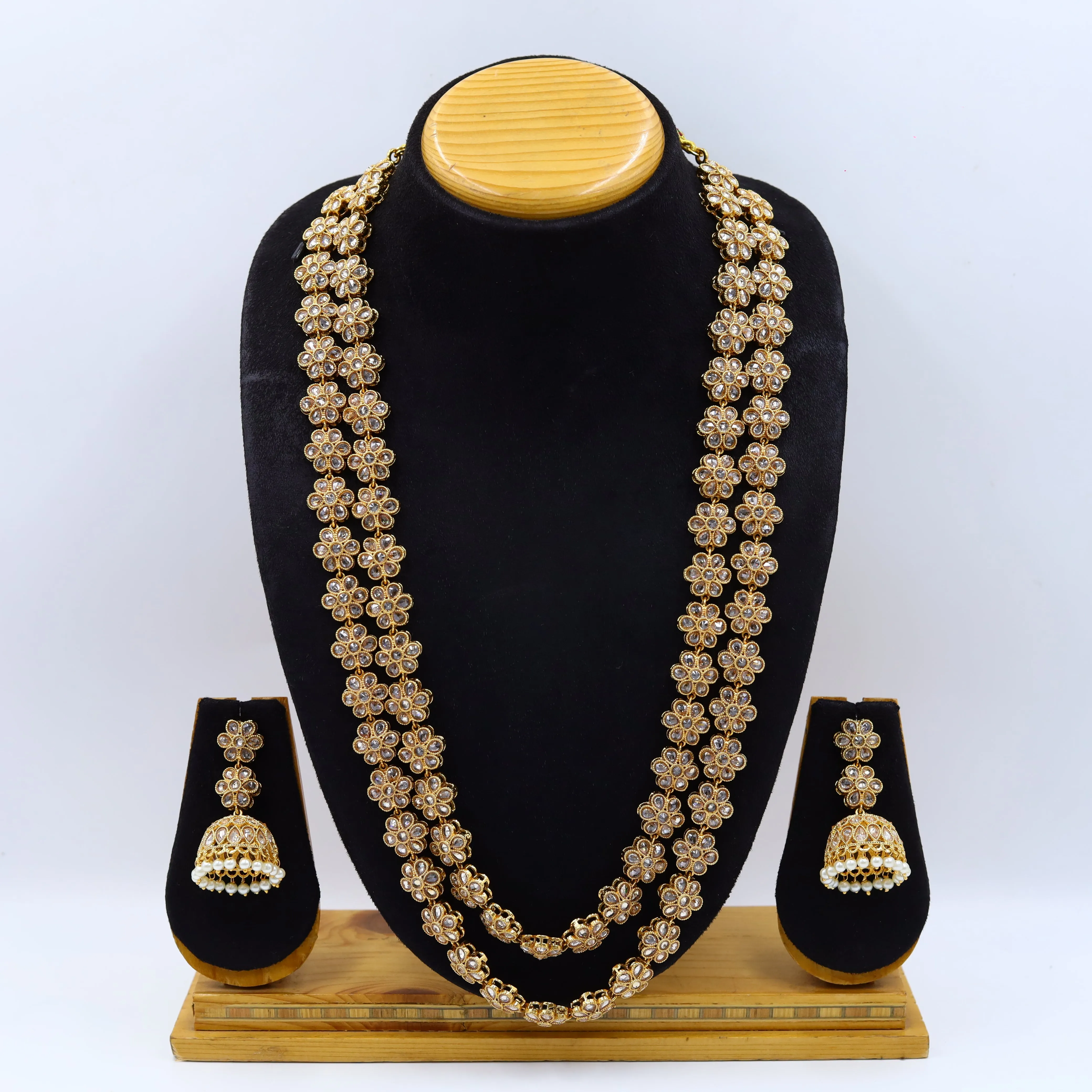 Long Neck Gold Look Layered Necklace Set 13548-28