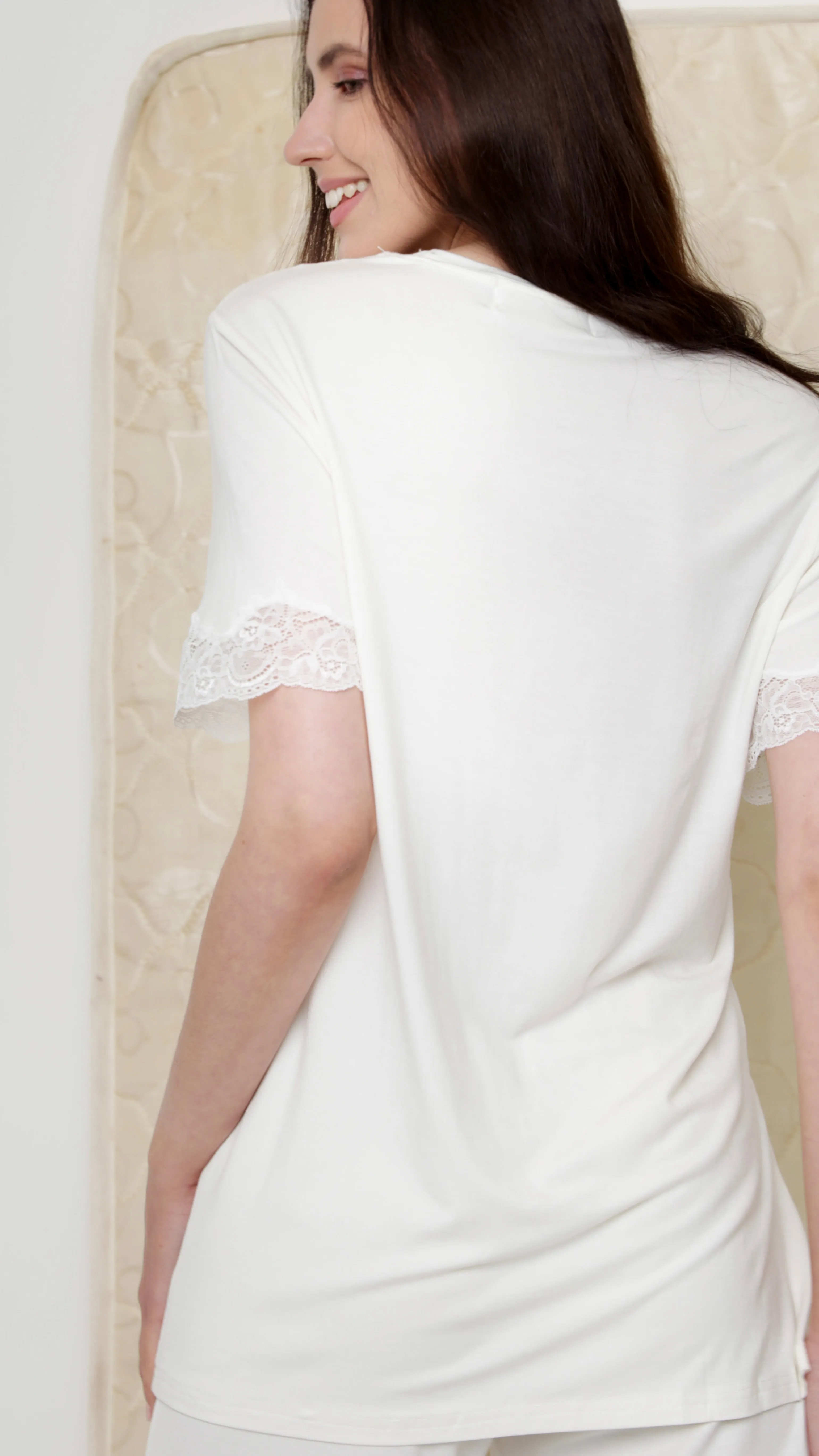 Off White Soft short-sleeve PJ set