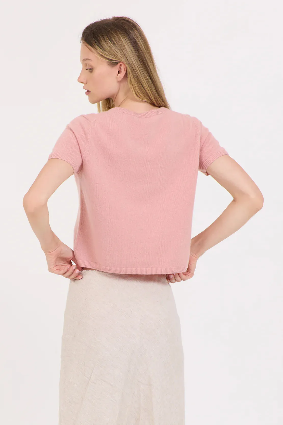 ONE GREY DAY Kadri Cashmere Vneck Tee - Rosewood