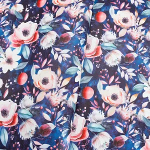 Peaches & Cream Floral on Navy Printed Vinyl 18" x 53" Roll | Pebble Texture