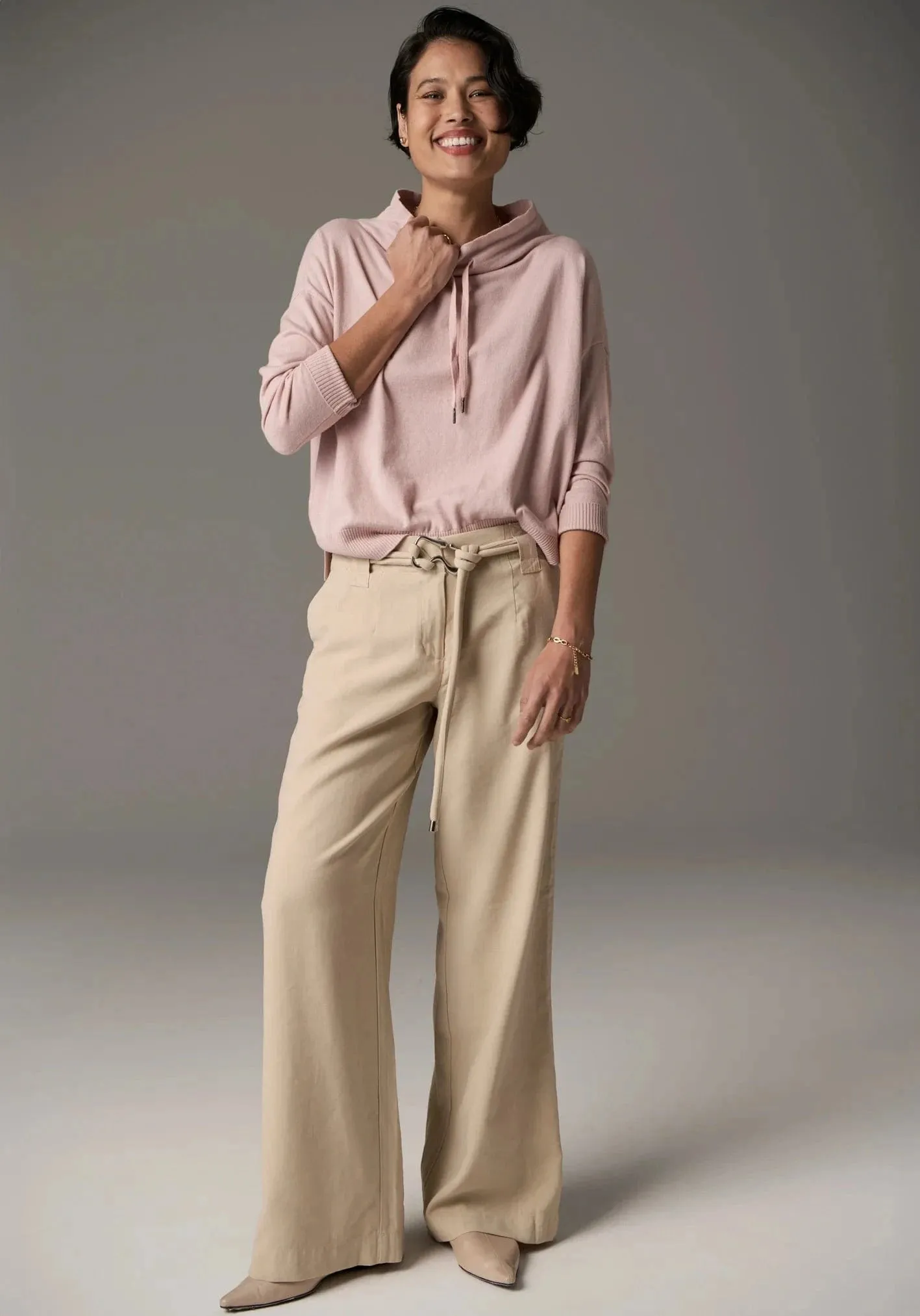 Pol  Clothing Beech Drawcord Knit Pink