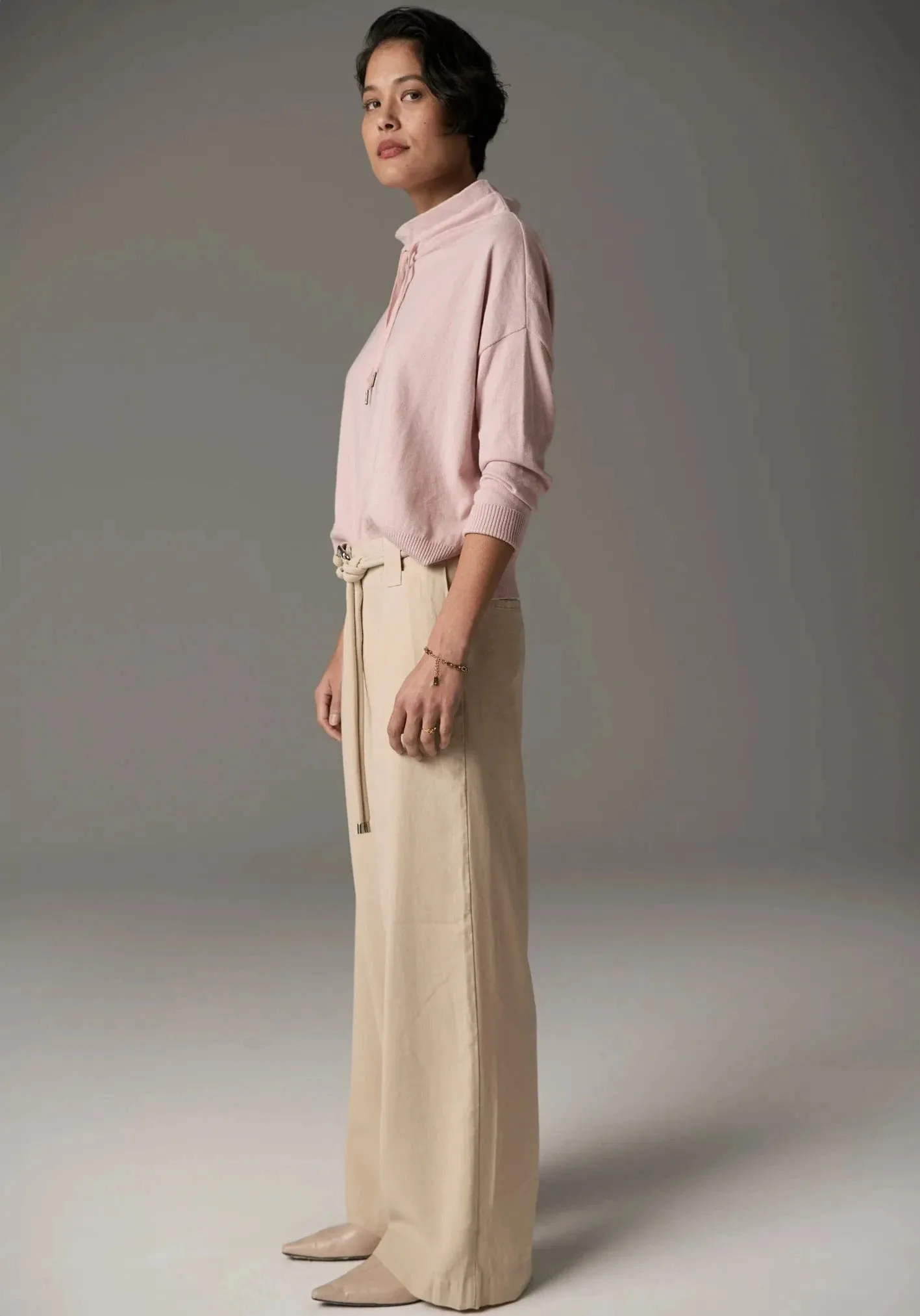 Pol  Clothing Beech Drawcord Knit Pink