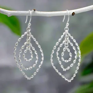 Tara – Triple Layered Twisted Leaf Silver Earrings – Dangle