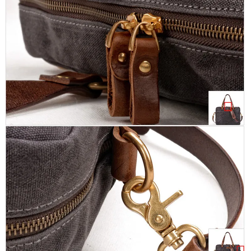 Waxed Canvas Messenger Bag Multi-pocket Shoulder Bag